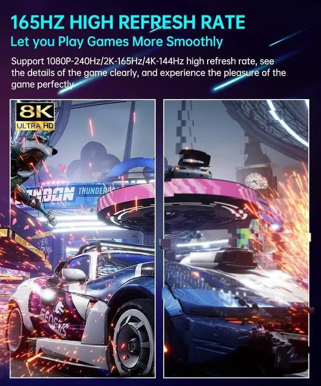 Alt view image 4 of 8 - ESTONE Certified DisplayPort Cable 1.4, 8K DP Cable 16.4FT (8K@60Hz, 2K@240Hz, 4K@144Hz, 32.4Gbps) Support HDCP 2.2, HDR10 FreeSync G-Sync for Gaming Laptop TV PC Computer Monitor (Grey)