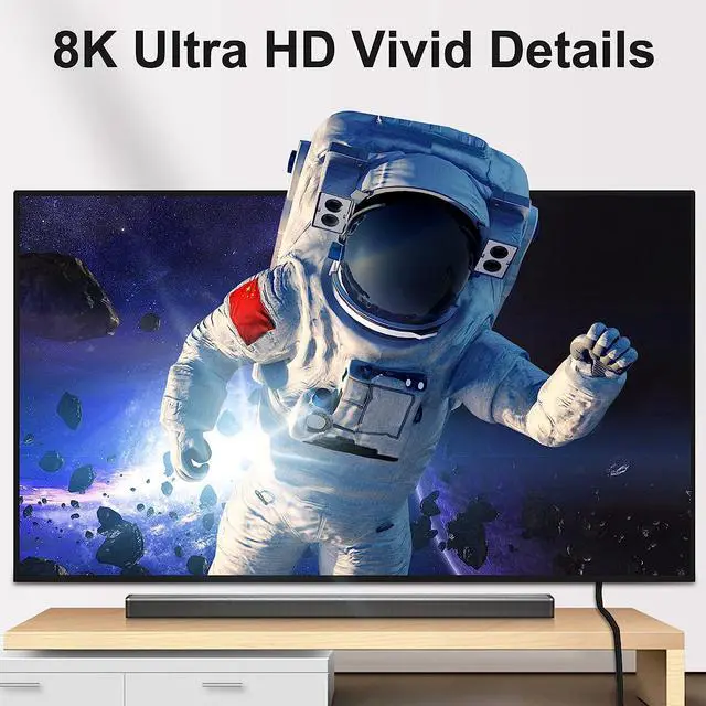 Alt view image 6 of 7 - 8K DisplayPort 1.4 Cable 16.4 Feet, DP Cord (8K@60Hz 4K@144Hz 1080P@240Hz 2K 32.4Gbps) HBR3 HDCP HDR,FreeSync G-Sync,Braided Display Port for Laptop, PC, Projector, TV, Gaming Monitor