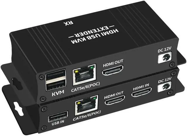 Main image of 60M HDMI KVM Extender Over Cat5e Cat6 1080P HDMI USB KVM Extender Transmit with Loop Out Support USB Keyboard Mouse Extension