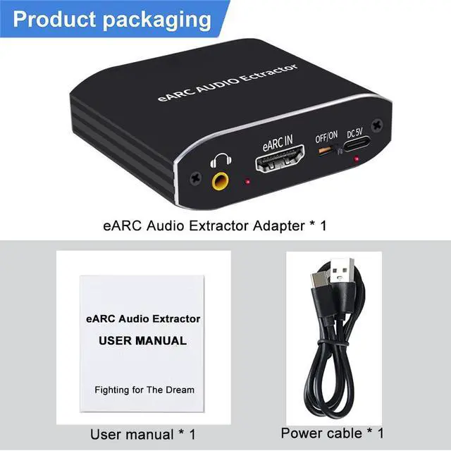 Alt view image 7 of 7 - HDMI eARC Audio Extractor Splitter, HDMI to HDMI + Optical Toslink SPDIF + 3.5mm Audio Jack + Coaxial + 7.1Ch HDMI Audio Support eARC Function