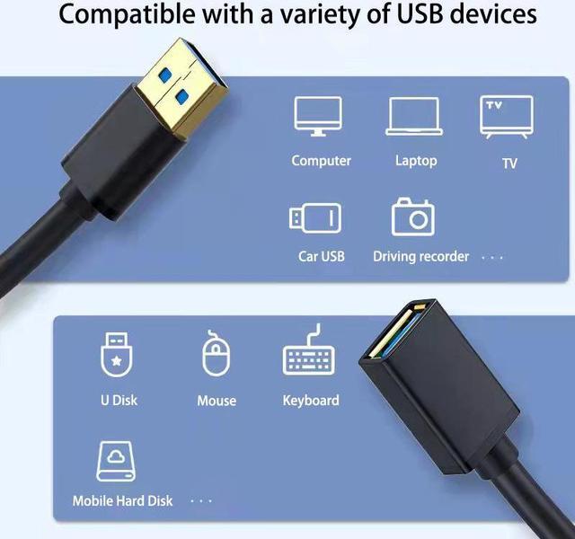 Alt view image 3 of 7 - 3 Pack USB Extension Cable, (6.6FT) USB Extender USB 3.0 Extension Cable Nylon Braided Compatible with Webcam, Camera, Phone, USB hub, Mouse, Keyboard, Printer, Hard Drive, Headset, Xbox