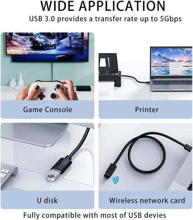 Alt view image 2 of 7 - 3 Pack USB Extension Cable, (6.6FT) USB Extender USB 3.0 Extension Cable Nylon Braided Compatible with Webcam, Camera, Phone, USB hub, Mouse, Keyboard, Printer, Hard Drive, Headset, Xbox