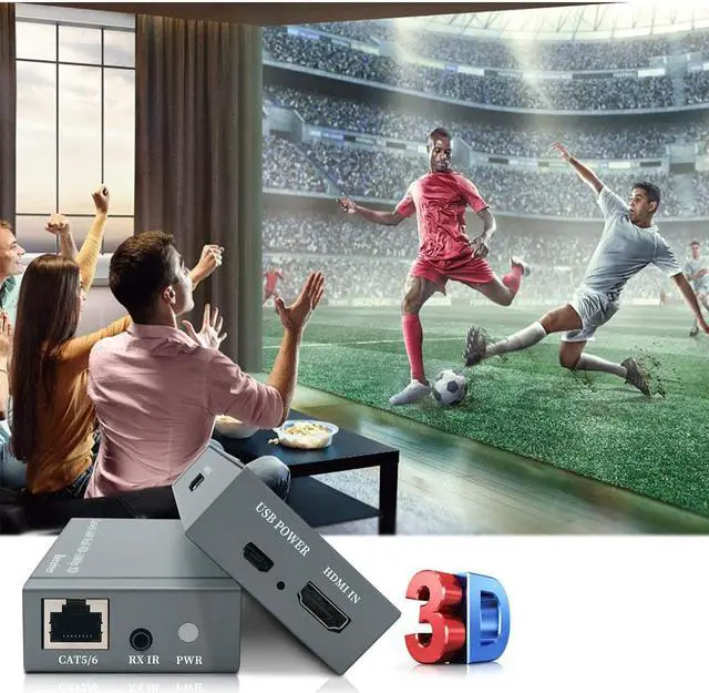 Alt view image 5 of 7 - ESTONE HDMI Extender, 60 Meter HDMI Extender (Tx + Rx) Via Single RJ45 Cat6 Ethernet Cable Transmit Up to 60M, Support 1080p, 3D, HDCP, with EDID Management and Loop Out Function
