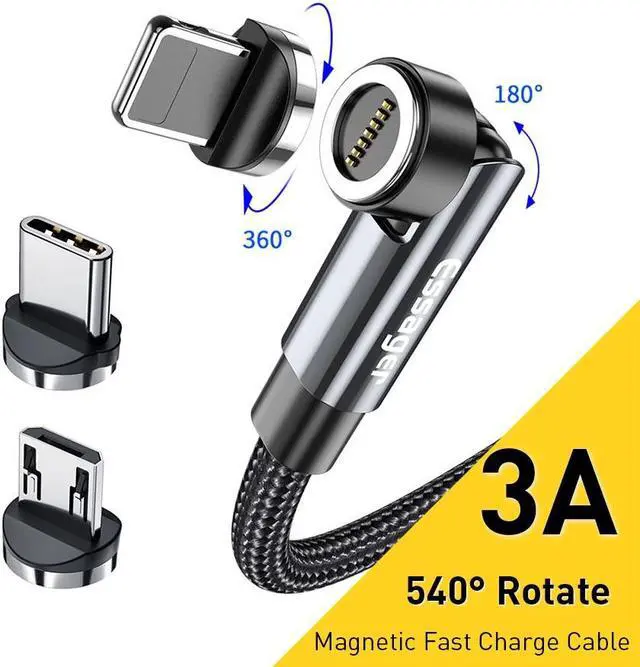 Main image of USB A to USB C Cable Fast Charging with 540 Rotate Adjustable, ESTONE Nylon Braided Type-C Cord for lPad Air/lPad Pro, MacBook Pro, Samsung Galaxy S21/S10/S9/Plus (2-Pack, 3.3ft)