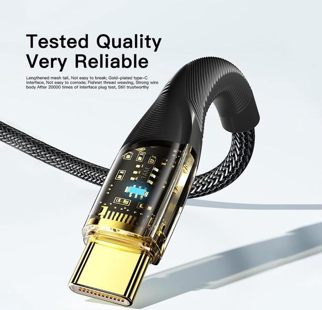 Alt view image 4 of 7 - 7A 100W USB A to USB C Cable Transparent ,Type A to Type C Cable, USB-C Fast Charging Cable Compatible with MacBook Air/Pro, iPad Pro 12.9/11/Air/Mini, Samsung Galaxy (1-Pack, 6.6ft)