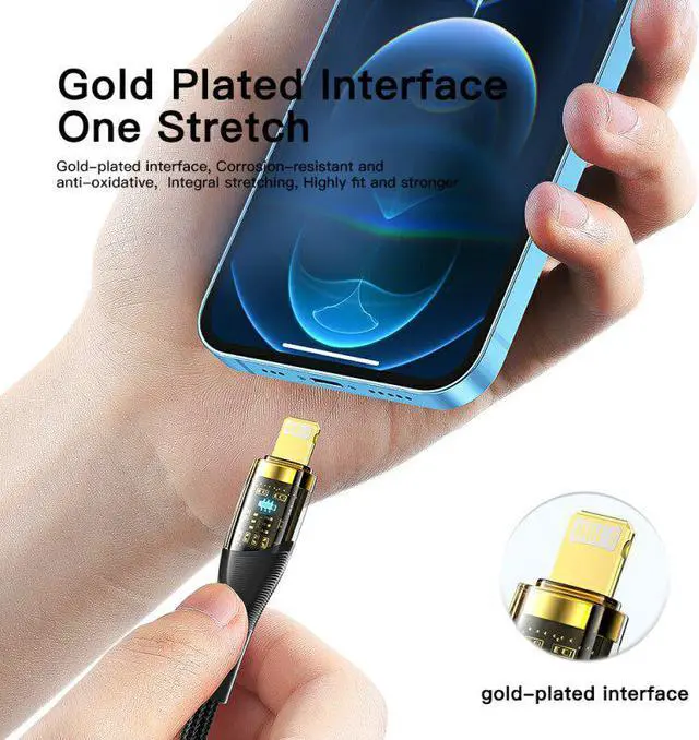 Alt view image 2 of 7 - Transparent USB C Cable [3.3ft, 1-Pack], 3A PD29W Super Fast Charging Cable Type C to Lightning Cable [MFi Certified] for iPhone 14 13 Pro 12 Pro Max 12 11 X XS, AirPods Pro, Supports Power Delivery