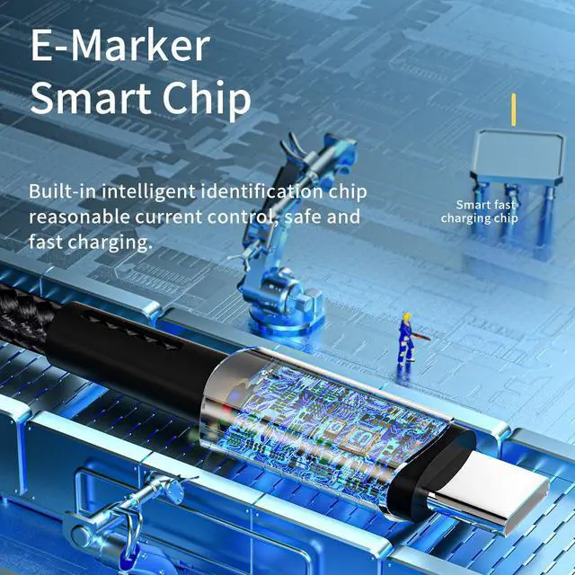 Alt view image 3 of 7 - USB C to USB C Cable (3.3ft 100W, 1-Pack), Type C Charging Cable Fast Charge for MacBook Pro 2020, iPad Pro 2020, iPad Air 4, Samsung Galaxy S21, Pixel, Switch, LG, and More  - Blue