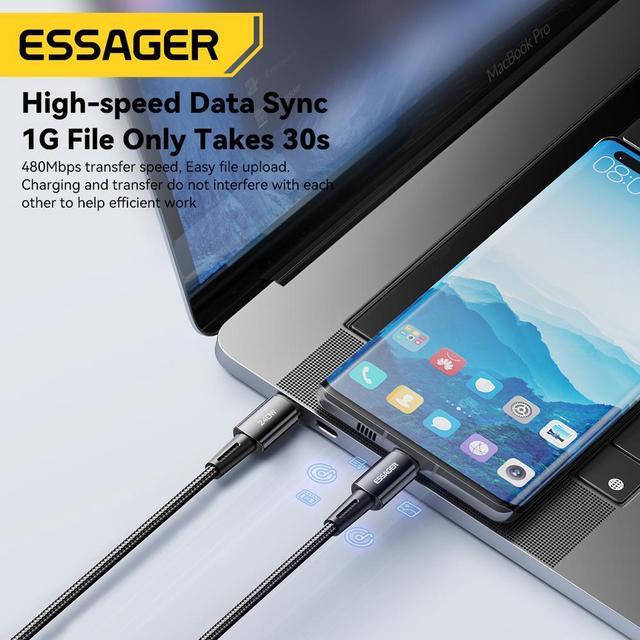 Alt view image 5 of 7 - USB C to USB C Cable (6.6ft 240W, 1-Pack), Type C Charging Cable Fast Charge for MacBook Pro 2020, iPad Pro 2020, iPad Air 4, Samsung Galaxy S21, Pixel, Switch, LG, and More  - Black