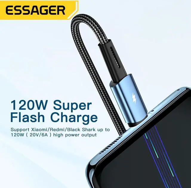 Alt view image 3 of 7 - [1-Pack 6.6ft] USB A to USB C Cable , 6A 120W PD Fast Charging Type A to Type C Cable, Nylon Braided USB-C Phone Charger Cord for Samsung iPad Pro MacBook Tablets LG Google