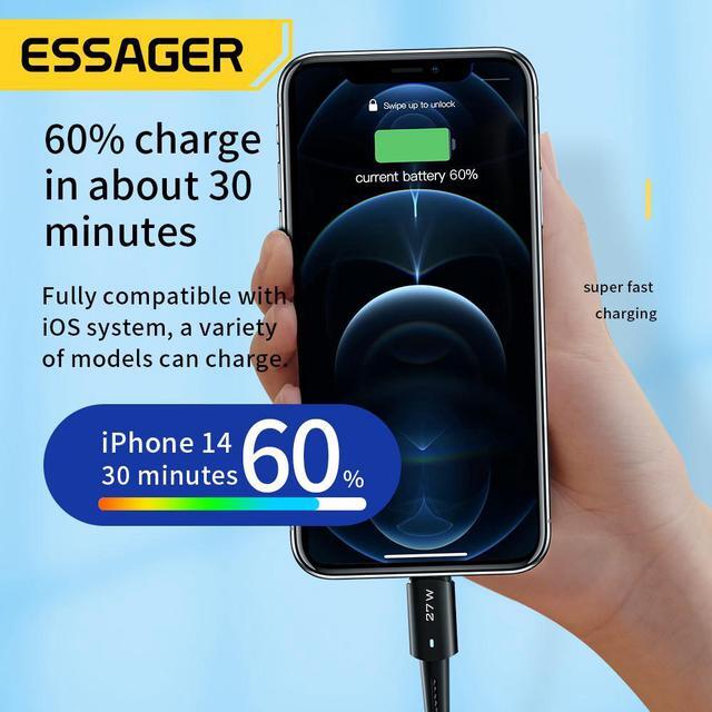 Alt view image 3 of 7 - USB C to Lightning Cable,ESTONE Type C to Lightning Cable, Fast Charging Cable  [Apple MFi Certified] Compatible with iPhone 11 12 14 Pro Max Mini Xs Xr X 8 iPad MacBook (1-Pack, 10ft)