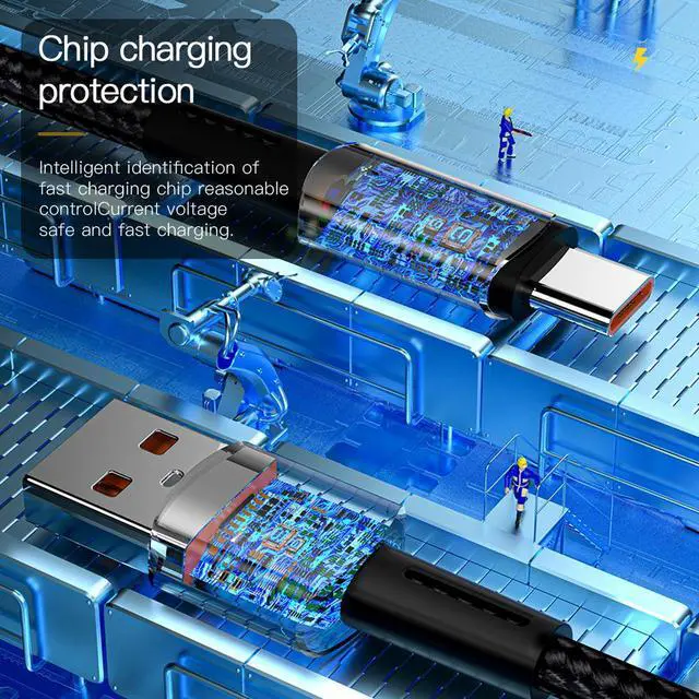 Alt view image 5 of 7 - [1-Pack 6.6ft] USB A to USB C Cable , 7A PD Fast Charging Type A to Type C Cable, Nylon Braided USB-C Phone Charger Cord for Samsung iPad Pro MacBook Tablets LG Google