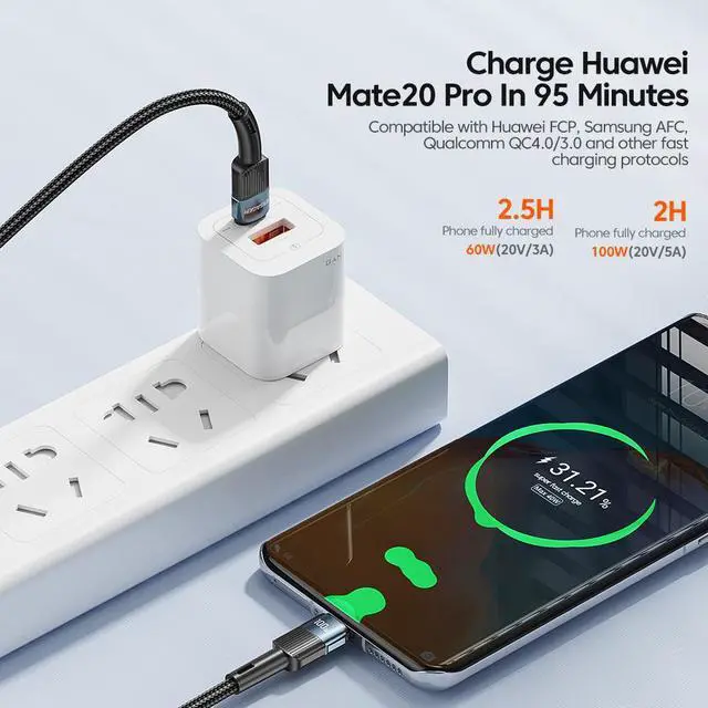 Alt view image 2 of 7 - 100W USB C to USB C Cable ,ESTONE  Type C to Type C Cable, USBC to USBC Fast Charging Cable Compatible with MacBook Air/Pro, iPad Pro 12.9/11/Air/Mini, Samsung Galaxy (2-Pack, 3.3ft)