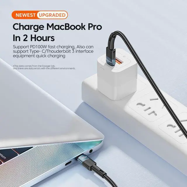 Alt view image 3 of 7 - 100W USB C to USB C Cable ,ESTONE  Type C to Type C Cable, USBC to USBC Fast Charging Cable Compatible with MacBook Air/Pro, iPad Pro 12.9/11/Air/Mini, Samsung Galaxy (2-Pack, 3.3ft)