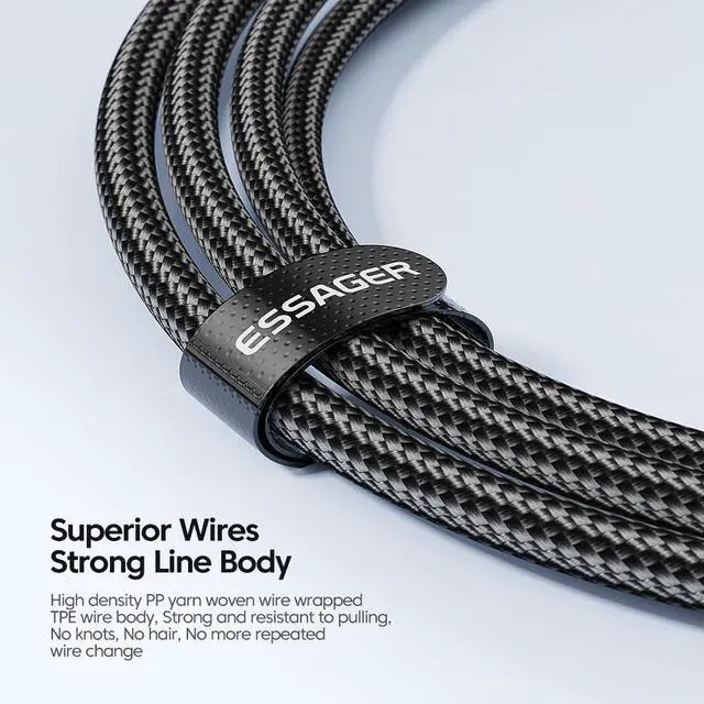 Alt view image 6 of 7 - 100W USB C to USB C Cable ,ESTONE  Type C to Type C Cable, USBC to USBC Fast Charging Cable Compatible with MacBook Air/Pro, iPad Pro 12.9/11/Air/Mini, Samsung Galaxy (2-Pack, 3.3ft)