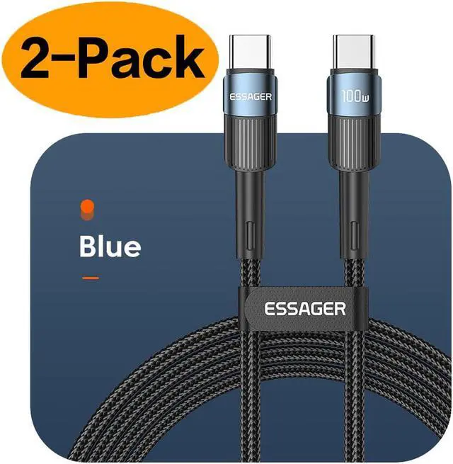 Main image of [2-Pack 3.3ft] USB C to USB C Cable, 100W  PD 5A Fast Charging Type C to Type C Cable, Nylon Braided USB-C Cord Phone Charger for Samsung iPad Pro MacBook Tablets LG Google