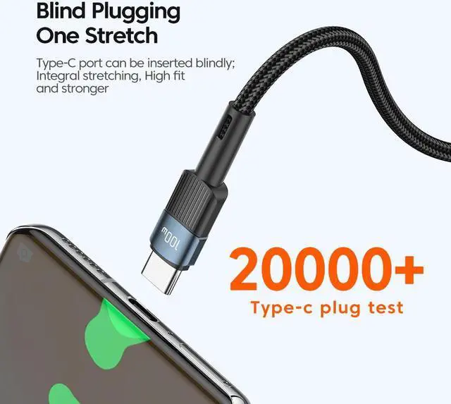 Alt view image 5 of 7 - [2-Pack 3.3ft] USB C to USB C Cable, 100W  PD 5A Fast Charging Type C to Type C Cable, Nylon Braided USB-C Cord Phone Charger for Samsung iPad Pro MacBook Tablets LG Google