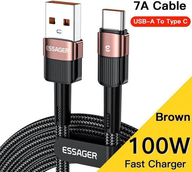 Main image of PD 100W USB A to USB C Cable,7A Fast Charging USB C Cable Nylon Braided Charger Cord Type C Translucent Cable for Samsung S21 S20 iPad Pro Google Pixel LG [6.6FT, 1-Pack]