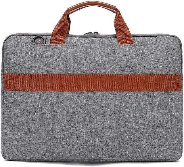 Alt view image 2 of 7 - Laptop Bag Classic Slim Briefcase Messenger Bag, Spacious, Ergonomic, Foam Padded Laptop Case for 15.6-Inch Laptop or Tablet, Grey
