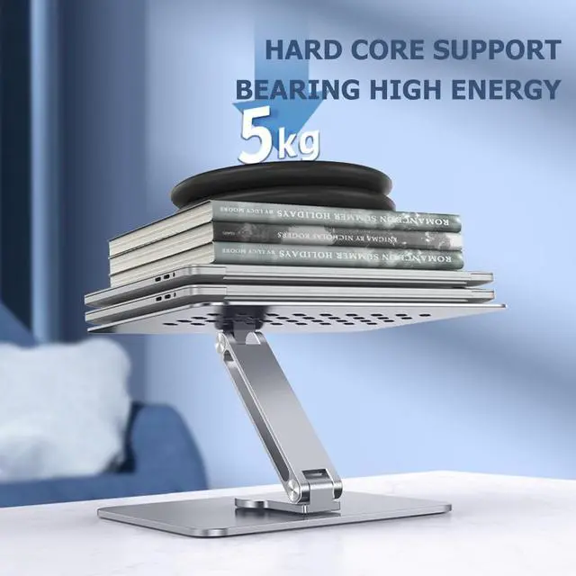 Alt view image 6 of 9 - Laptop Stand with 360-Degree Rotation, Adjustable Laptop Riser for Desk Portable, Foldable Computer Holder for MacBook Air Pro, Dell, HP and Laptops(10-17.3'')