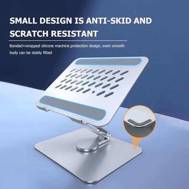 Alt view image 5 of 9 - Laptop Stand with 360-Degree Rotation, Adjustable Laptop Riser for Desk Portable, Foldable Computer Holder for MacBook Air Pro, Dell, HP and Laptops(10-17.3'')