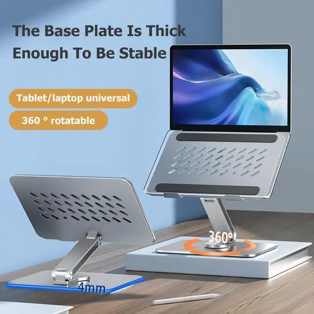 Alt view image 3 of 7 - Adjustable Laptop Stand , Swivel Computer Stand Ergonomic Laptop Riser for Collaborative Work Dual Rotary Shaft Fully Foldable for Easy Storage Fits All Laptops up to 9-17.3 inches