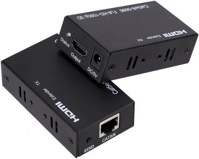 Main image of ESTONE HDMI Extender 196ft/60m Function 1080p HDMI to RJ45 Network Repeater Over Single Cat5e Cat 6 LAN Cable