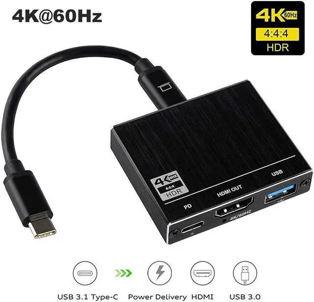 Main image of USB C to HDMI Adapter for MacBook Pro/Air, 4k@60Hz Type C to HDMI Converter with PD 100W USB C Charing Port, USB3.0 Port, for Nintendo Switch, Compatible with MacBook Pro/Air, Ipad Pro/Air, Dell XPS
