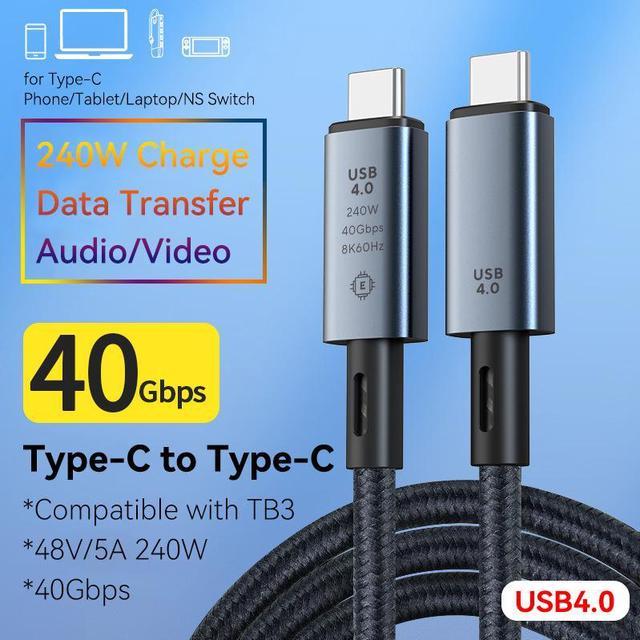 USB C to USB C Cable 4Ft,Thunderbolt 4/3(40Gbps/100W/5K)USB4 Cable Fast  Charging Cable Cord PD 20V USB Type C Charger Data Transfer Cord Compatible  with MacBook,iPad Pro,Samsung Galaxy,Docking Station 