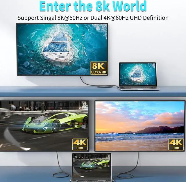 Alt view image 2 of 7 - USB4 Pro Cable, 40Gbps Data Transfer , 240W Power Delivery, 8K@60Hz/ 4K@120Hz Single or 4K@60Hz Dual Display, Downward Compatible to all USB-C Devices (5 FT)