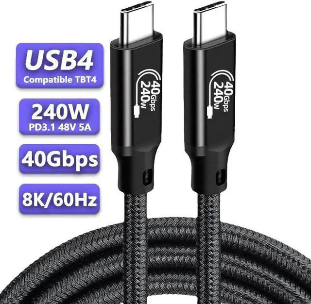 Main image of [1.6ft] 40Gbps Braided USB4 Cable with 8K Video and 240W Charging - Compatible with USB4, Thunderbolt 3/4 Cable and all USB-C devices