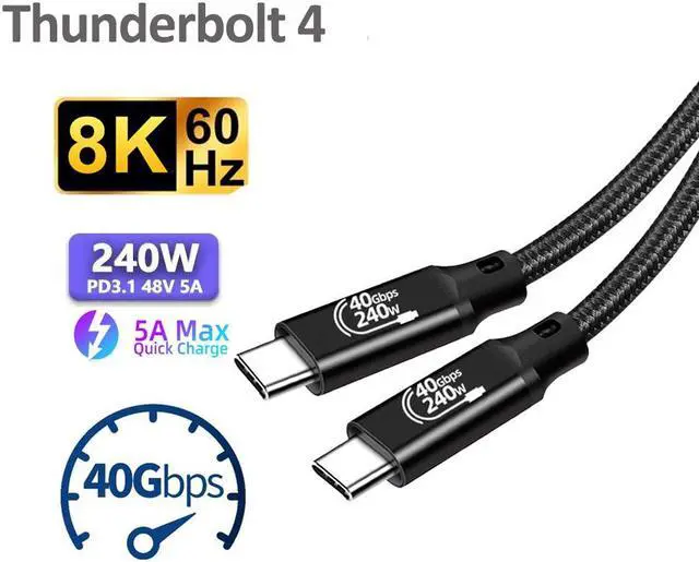 Main image of USB4 Pro Cable Braided, 40Gbps Data Transfer , 240W Power Delivery, 8K@60Hz/ 4K@120Hz Single or 4K@60Hz Dual Display, Downward Compatible to all USB-C Devices (1.6 FT)