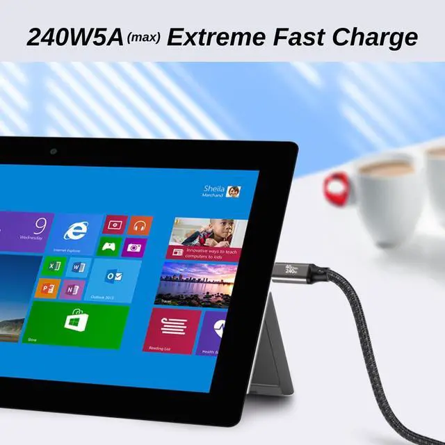 Alt view image 5 of 7 - USB 4.0 gen 3 Cable 40Gbps 240W 3.3ft PD Fast Charging Nylon Braided Cable with 40 Gbps Data Transfer Speed Supporting Thunderbolt 3/4,USB4.0 gen 3,8K & Ultra HD Display