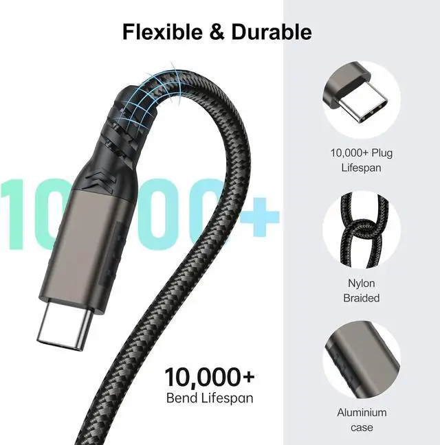 Alt view image 6 of 7 - 1.6FT/2Pack USB C Extension Cable, 10Gbps/USB 3.2 Transfer USB Type C Extender 100W/5A Fast Charging Compatible with PSVR2/USB C Hub/Dell XPS/MacBook/iPad Pro/Magsafe