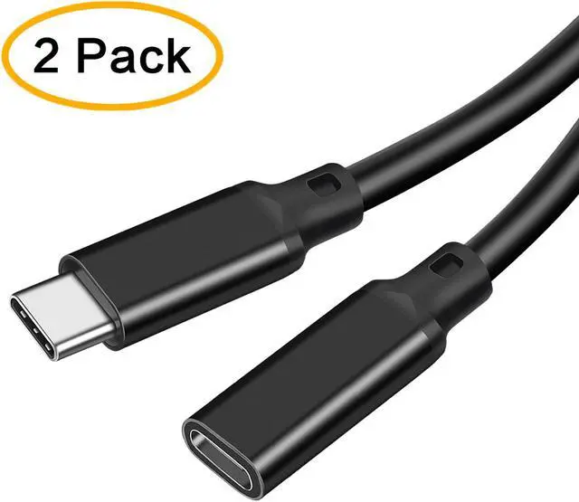 Main image of USB C Extension Cable [2-Pack/1.6FT] , Type-C Male to Female Extender Cord, 4K Video USB 3.1 Gen 2 100W Charging 10Gbps/USB 3.2 Transfer for Galaxy, MacBook, iPad, PSVR2, Dell XPS MS Surface Book More