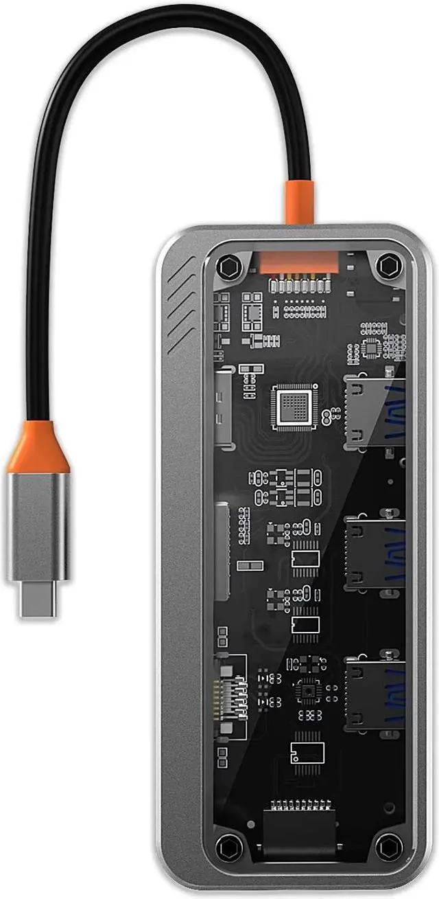 Main image of Transparent Docking Station Dual Monitor, ESTONE 10 in 1 USB C Docking Station USB C to HDMI Adapter with 4K HDMI, 100W PD, 3 USB3.0, Dual Monitor Adapter for MacBook Laptops Notebook