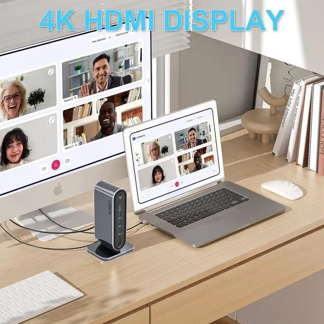 Alt view image 3 of 7 - USB C Laptop Vertical Docking Station,12 in 1 Type C Hub Multiport Adapter Dongle with, HDMI, VGA, PD, Ethernet, SD/TF, 4*USB 3.0 Ports, USB-C Data , Mic/Audio, Compatible for Laptops Notebook