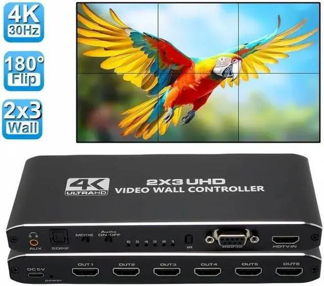 Main image of 2x3 HDMI Video Wall Controller, 1080P@60Hz HDMI TV Wall Processor, 4K HDMI Video Image Processor with RS232,Support 14 Display Modes:1x1, 1x2, 1x3, 1x4, 1x5,1x6, 2x1, 2x2, 2x3, 3x1, 3x2, 4x1,5x1, 6x1
