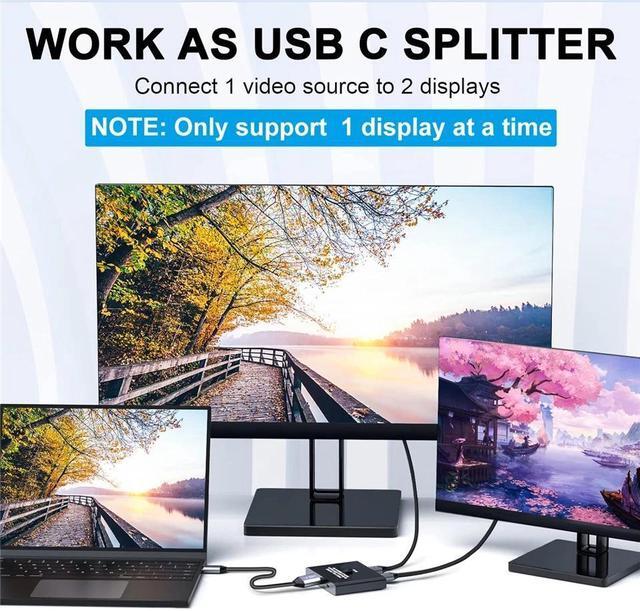 Alt view image 3 of 7 - USB C Switch Bi-Direction 2 in 1 or 1 in 2 KVM Switcher, 8K@60Hz Video / 10Gbps Data Transfer Compatible with Thunderbolt Type C Device