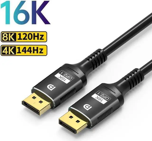 Main image of 16K DisplayPort 2.1 Cable 3.3ft, 16K DP Cable 2.1 (16K@30Hz 8K@60/120Hz 4K@240Hz 165Hz 144Hz GSync/FreeSync) Video/Monitor Cable, Displayport Male to Display Port Cord DP 1.4/1.2 Compatible