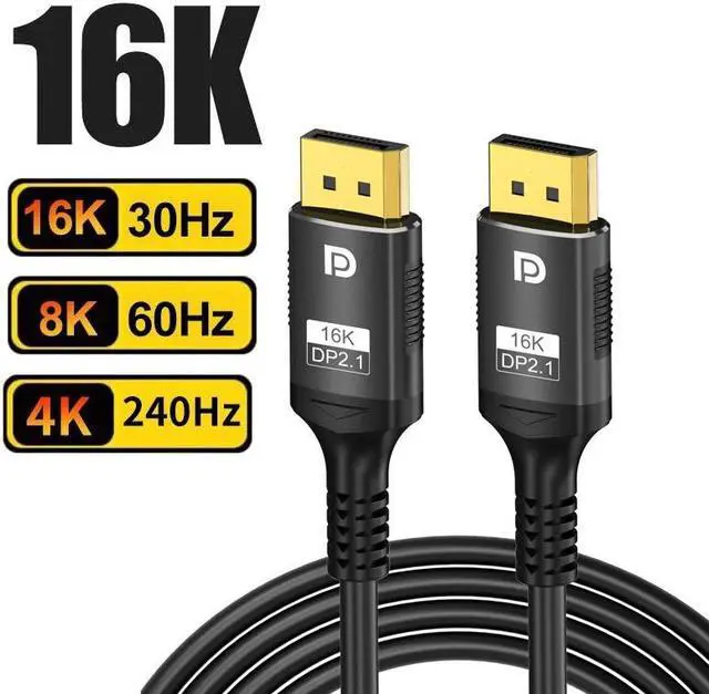 Main image of DisplayPort 2.1 Cable 6.6FT, 16K DP 2.1 Cable Supports 16K@30Hz, 8K@60/120Hz, 4K@240Hz/165Hz, 2K@360Hz, 80Gbps, HDR, HDCP2.2, 3D, ARC for TV, Gaming Monitor