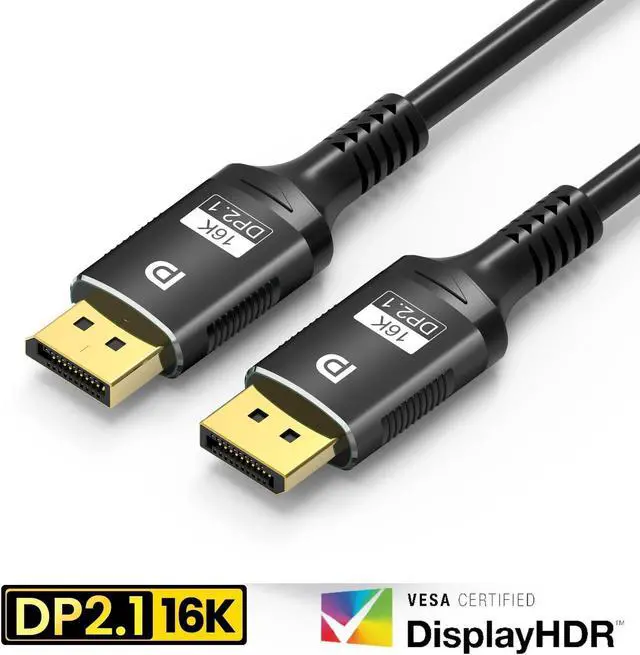 Main image of VESA Certified 10FT DisplayPort Cable 2.1, 16K DisplayPort Cable 2.1 Supports HDR, DSC 1.2a, 80Gbps,16K@30Hz, 8K@60/120Hz, 4K@240Hz / 165Hz / 144Hz, 2K@360Hz for FreeSync G-Sync Gaming Monitor