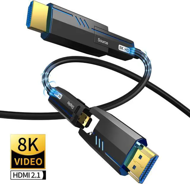 Main image of 8K Fiber Optic HDMI Cable in Wall 33ft, Certified 48Gbps High-Speed HDMI 2.1 Cable, Support 8K@60Hz 4K@120Hz/144Hz eARC Dolby HDCP 2.2&2.3 HDR10 RTX 3080, Compatible with PS5/TV/Xbox Series X