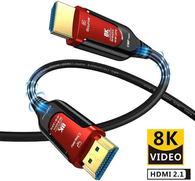 Main image of 4K@120Hz HDMI 2.1 Fiber Optic Cables in Wall Plenum-Rated for Pipes, 164FT Ultra High Speed 48Gbps, 8K@60Hz, HDCP 2.2 & 2.3, HDR10, eARC Compatible with Laptop Monitor UHD TV PS5 PS4 Dolby - Red