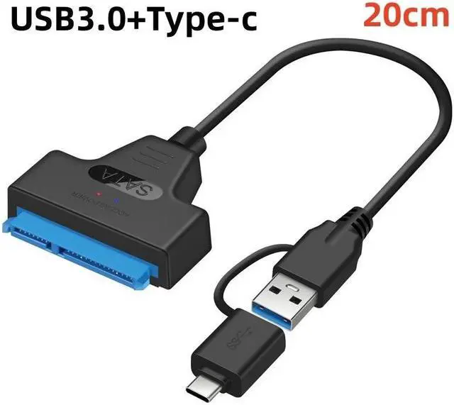 Main image of SATA to USB3.0 Cable with USB-C Adapter - USB 3.0/USB-C to 2.5 SATA I/II/III Hard Drive Adapter - External Converter for SSD/HDD Data Transfer (L06B2IN1)