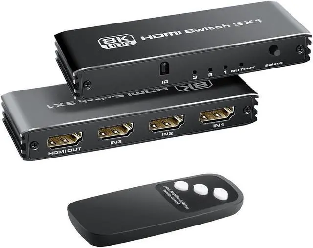Main image of 3 Ports 8K HDMI 2.1 Switch 3 in 1 Out 8K@60Hz 4K@120Hz HDMI Switcher Selector with Remote Support Auto-Switching 48Gbps HDR 10+ Dolby Vision/Atmos HDCP 2.3 CEC
