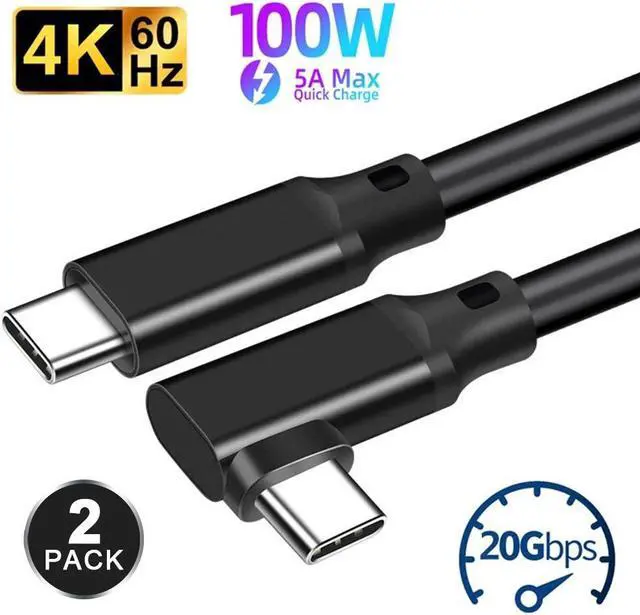 Main image of Elbow USB C Data Cable 6.6FT/2 Pack, 4K Video 5A 100W Type C Charger Fast Charging 20Gbps High Speed USB 3.2 Gen 2X2 Data Transfer Cable for Galaxy, iPad, Portable SSD, PS5 Controller etc