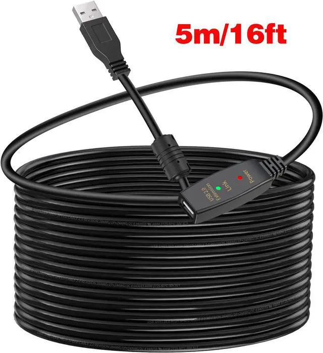 Main image of 16FT USB 3.0 Extension Cable,Active USB 3.0 Extension Cable A-Male to A-Female,USB 3.0 Extension Cord, 1 Extension chipsets Signal Booster ,Compatible with Oculus Quest 2 VR, Xbox, PS4 and More