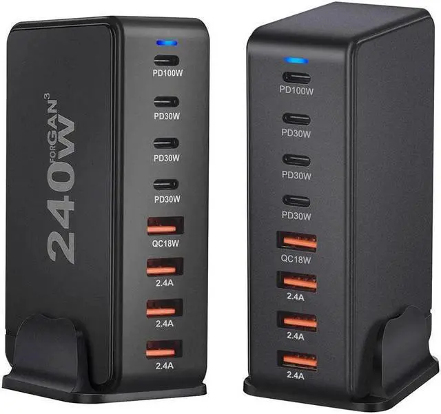 Main image of ESTONE 240W USB C Charging Station Hub, GaN PPS Fast Travel Charger for MacBook Pro/Air, Chromebook, GalaxyBook, Pixelbook, Surface, iPad Pro, Steam Deck, and More