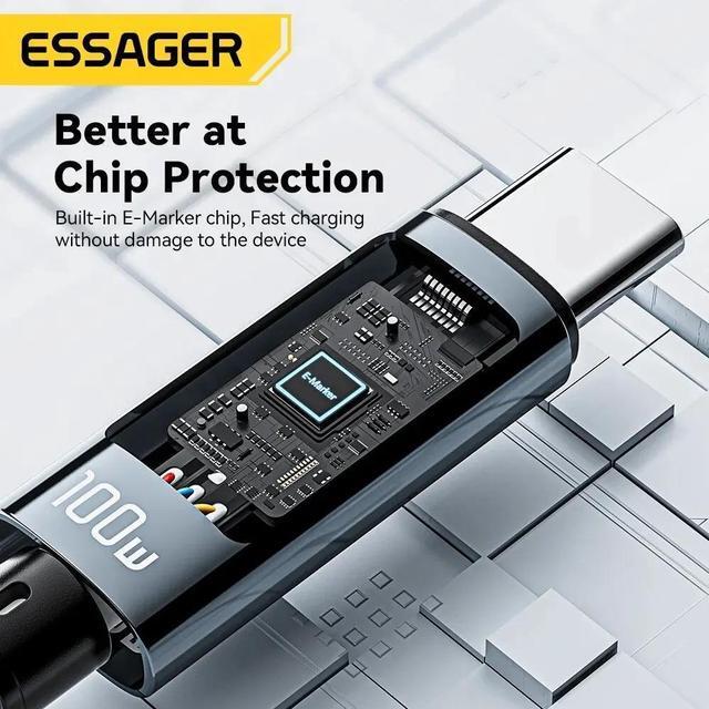 Alt view image 4 of 7 - ESTONE USB-C to USB-C Cable with LED Display, Cable 100W 3.3ft 1-Pcs, Type C Charging Cable Fast Charge for MacBook Pro 2020, iPad Pro 2020, iPad Air 4, iPad Mini 6, Galaxy S21, Pixel, Switch