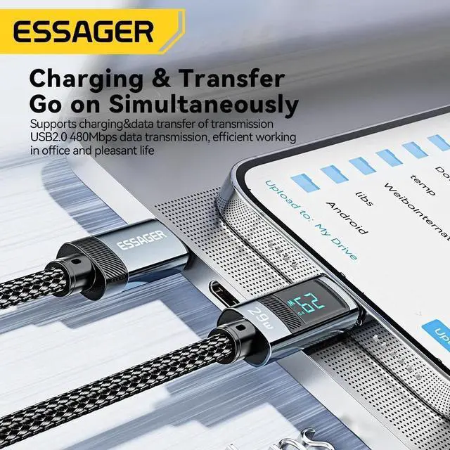 Alt view image 3 of 7 - ESTONE [1-Pack 3.3ft] USB C to Lightning Cable,29W PD 14.5V/2A Fast Charging Type C to Lightning Cable, Nylon Braided [Apple MFi Certified] for iPhone 14 13 Pro 12 Pro Max 12 11 X, AirPods Pro